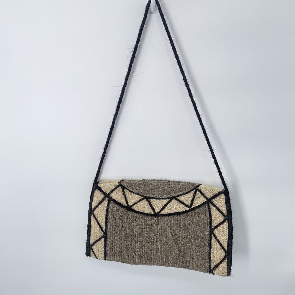 VTG Greek Goat Wool Shepherd Tagari Bag Folk Hippie Boho Handwoven Braided Purse